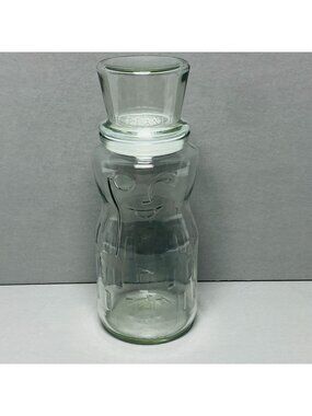 Mr. Peanut Glass Jar With Lid Vintage Embossed Clear Happy Holidays 1997